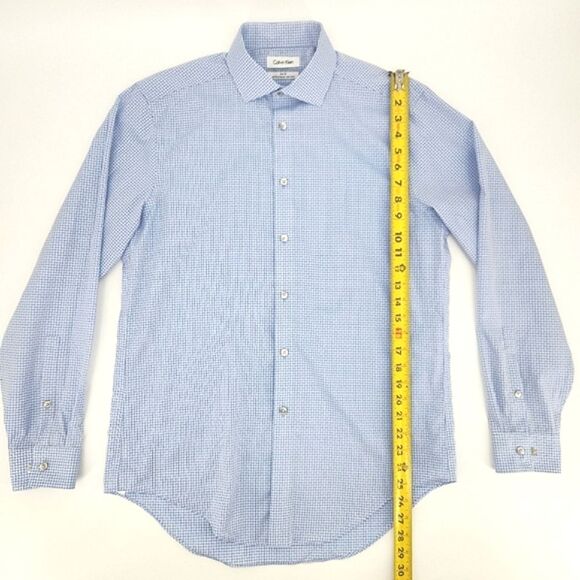 Calvin Klein Slim Fit Performance Non-Iron Men Shirt Size 15.5, 32/33 Button Up - Picture 4 of 8